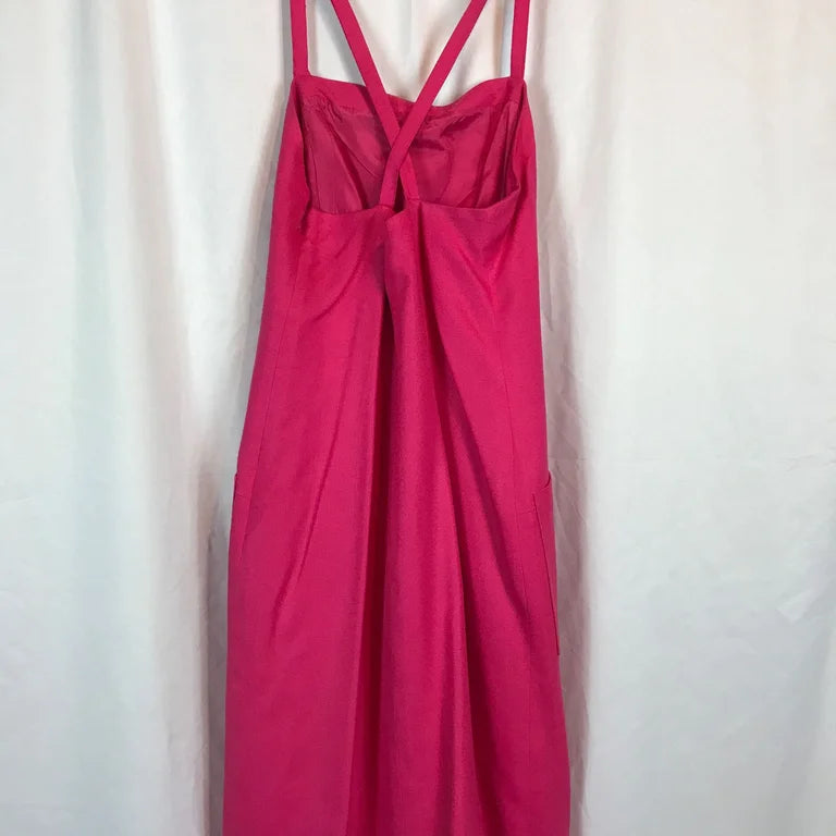 Robe Yves Saint Laurent dos croisé fushia